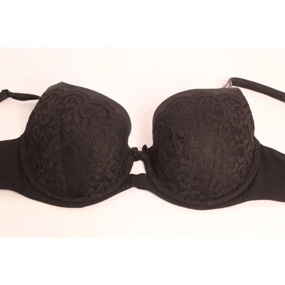 Victoria's Secret Bra Body‎ By Victoria Black 32DD Lace Padded Wired Push Up NWT